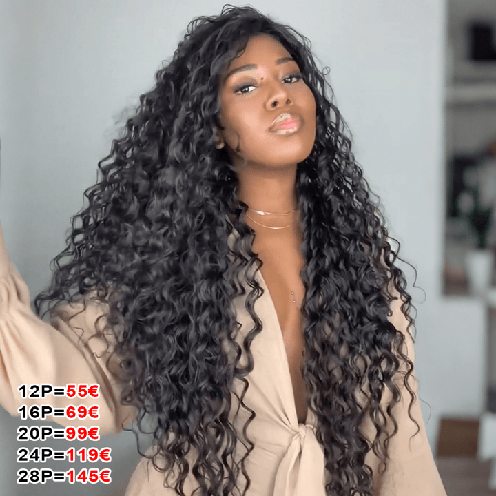 AILUXY 13x4 Lace bouclée Longue Noir Perruque VENTE FLASH