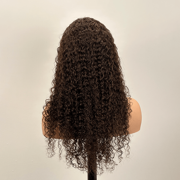 AILUXY 13x4 Lace Frontal 4# Bourgogne Deep Wave Longue Perruque 100% Cheveux Humains