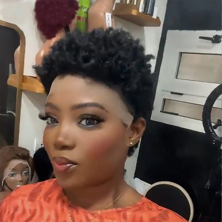 AILUXY Courte vibrante 100% Cheveux Humains Identique à l'image Perruques de luxe