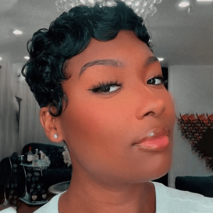 AILUXY Perruque Pixie Finger Wave identique à l'image