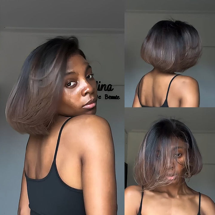 AILUXY Nouvelle Collection Printemps Perruque 4x4 Lace perruque courte d'été droite