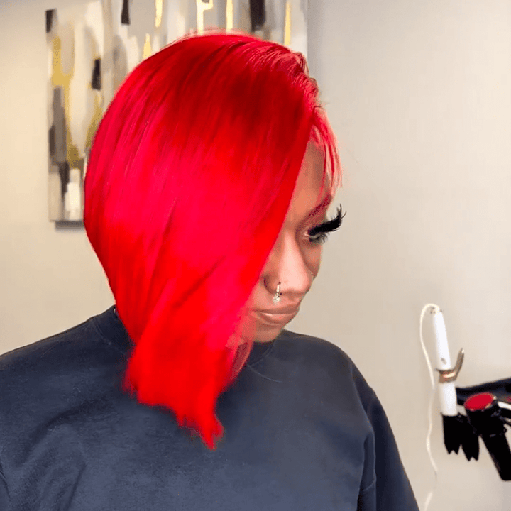 AILUXY 4x4 lace rouge court Perruque 100% Cheveux Humains comme sur la vidéo 3 - 4 jours reçus+Un beau cadeau
