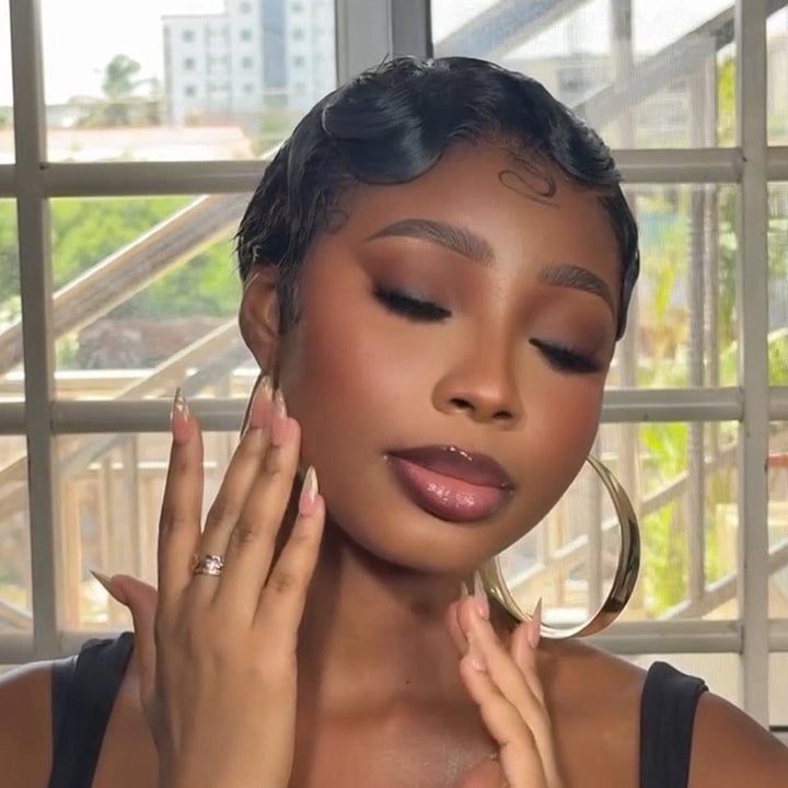 AILUXY Courte Vibrant lowcut Elegance 100% Cheveux Humains Identique à l'image