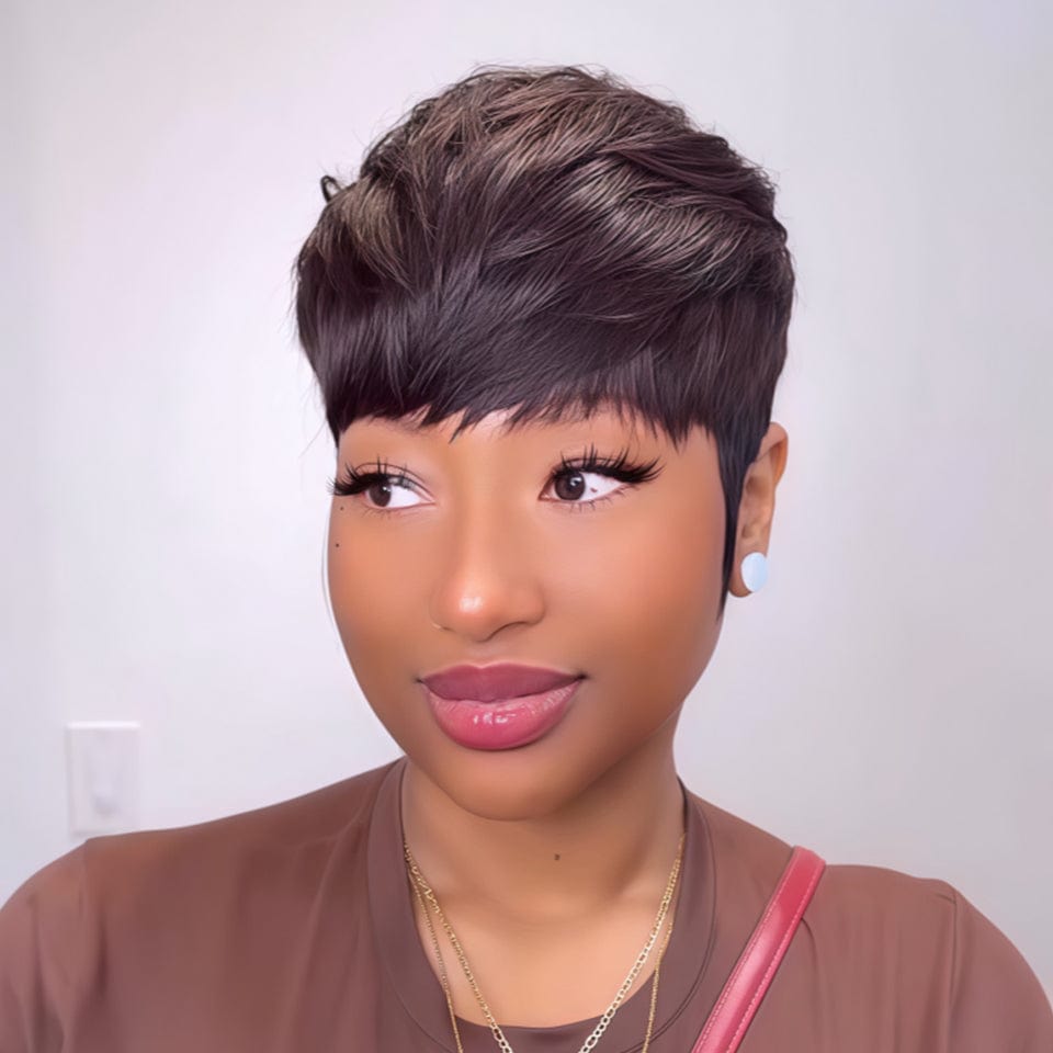 AILUXY Lisse LALA Courte  Perruque 100% Cheveux Humains