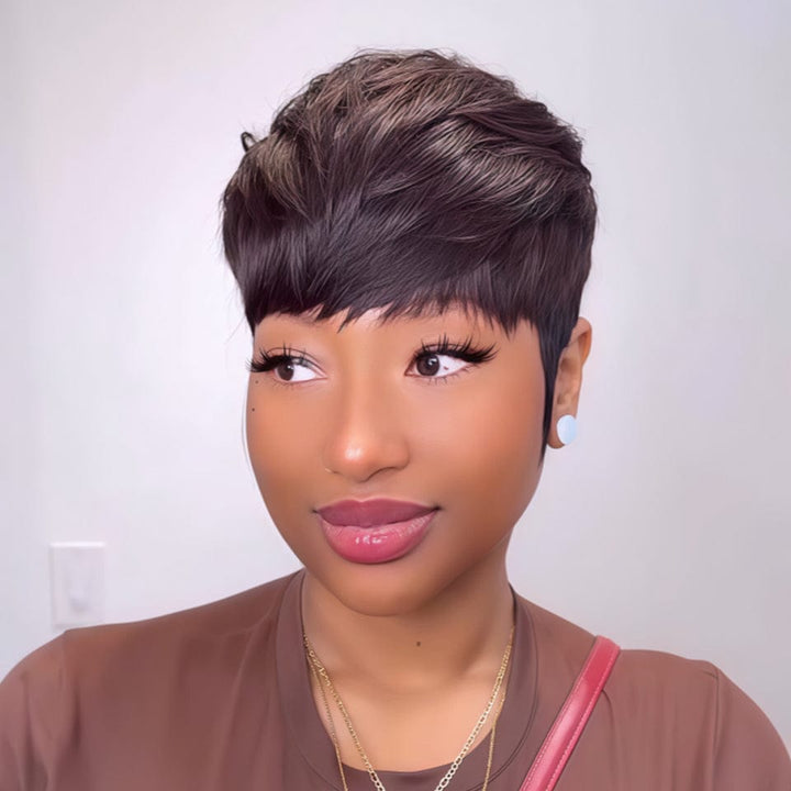 AILUXY Lisse LALA Courte  Perruque 100% Cheveux Humains