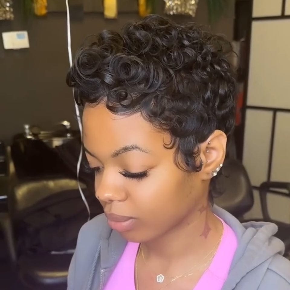 AILUXY Perruques bouclées naturelles afro volumineuses bob texturées lace 13x4