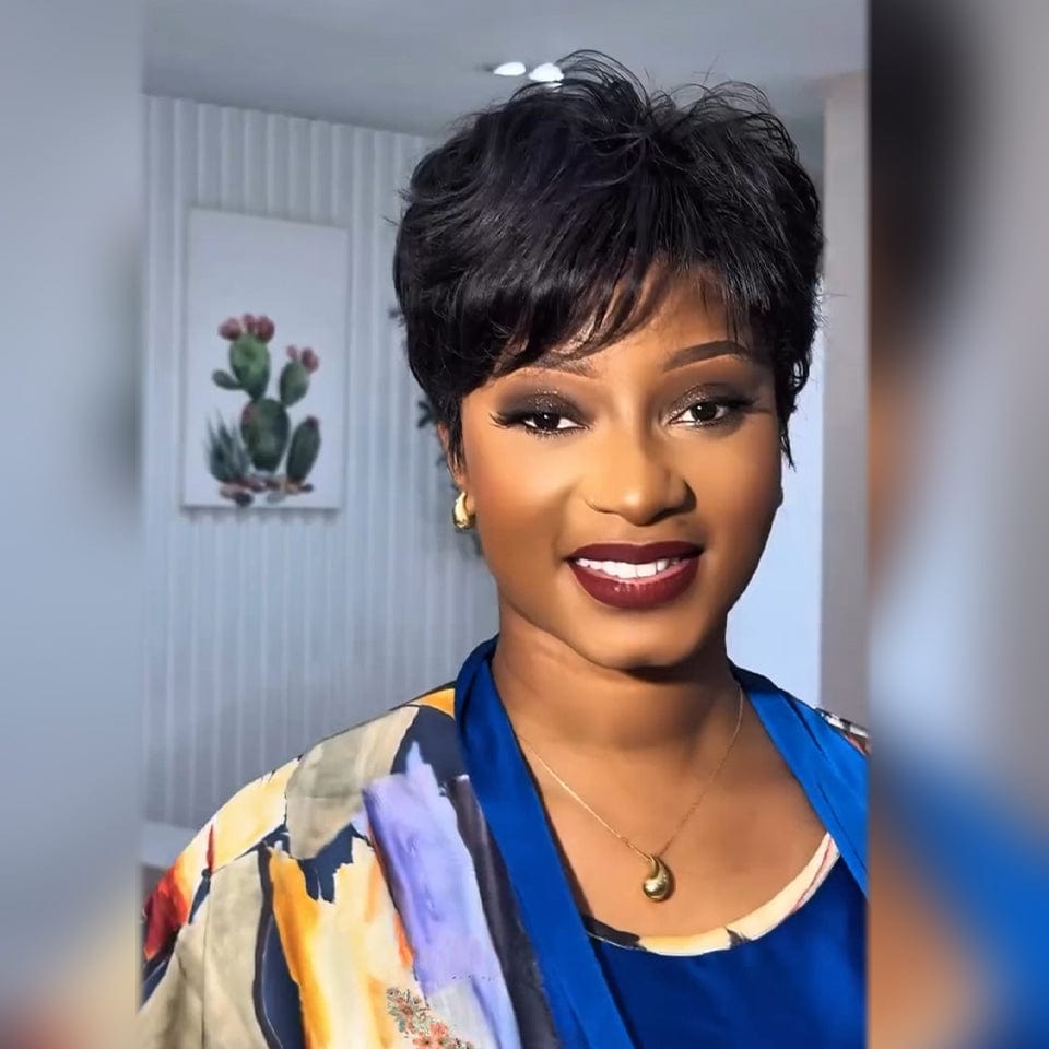 AILUXY Courte vibrante 100% Cheveux Humains Identique à l'image