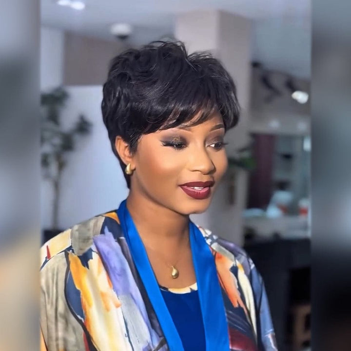 AILUXY Courte vibrante 100% Cheveux Humains Identique à l'image