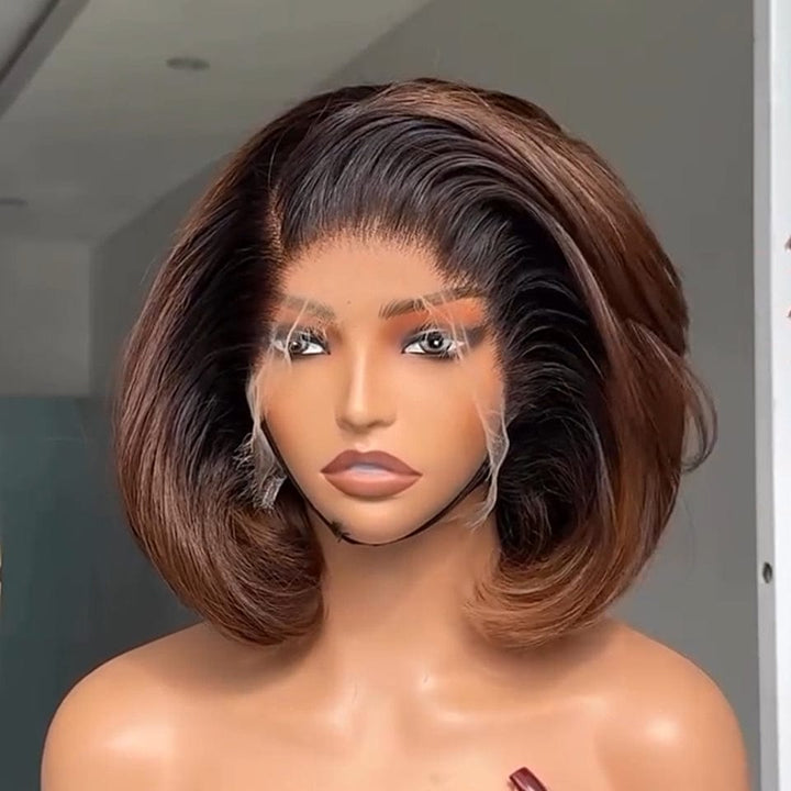 AILUXY 13x4 Lace Frontal 1bt4 Lisse  Perruque 100% Cheveux Humains 2.0
