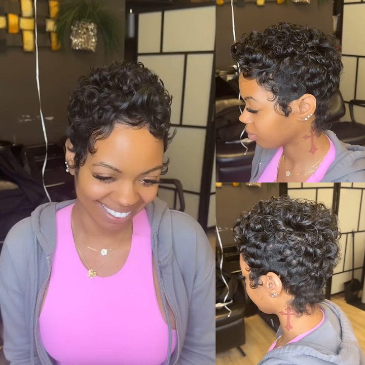 AILUXY Perruques bouclées naturelles afro volumineuses bob texturées lace 13x4