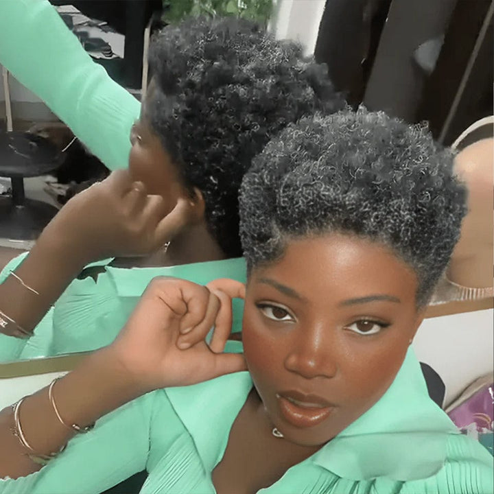 AILUXY Courte vibrante 100% Cheveux Humains Identique à l'image Perruques de luxe