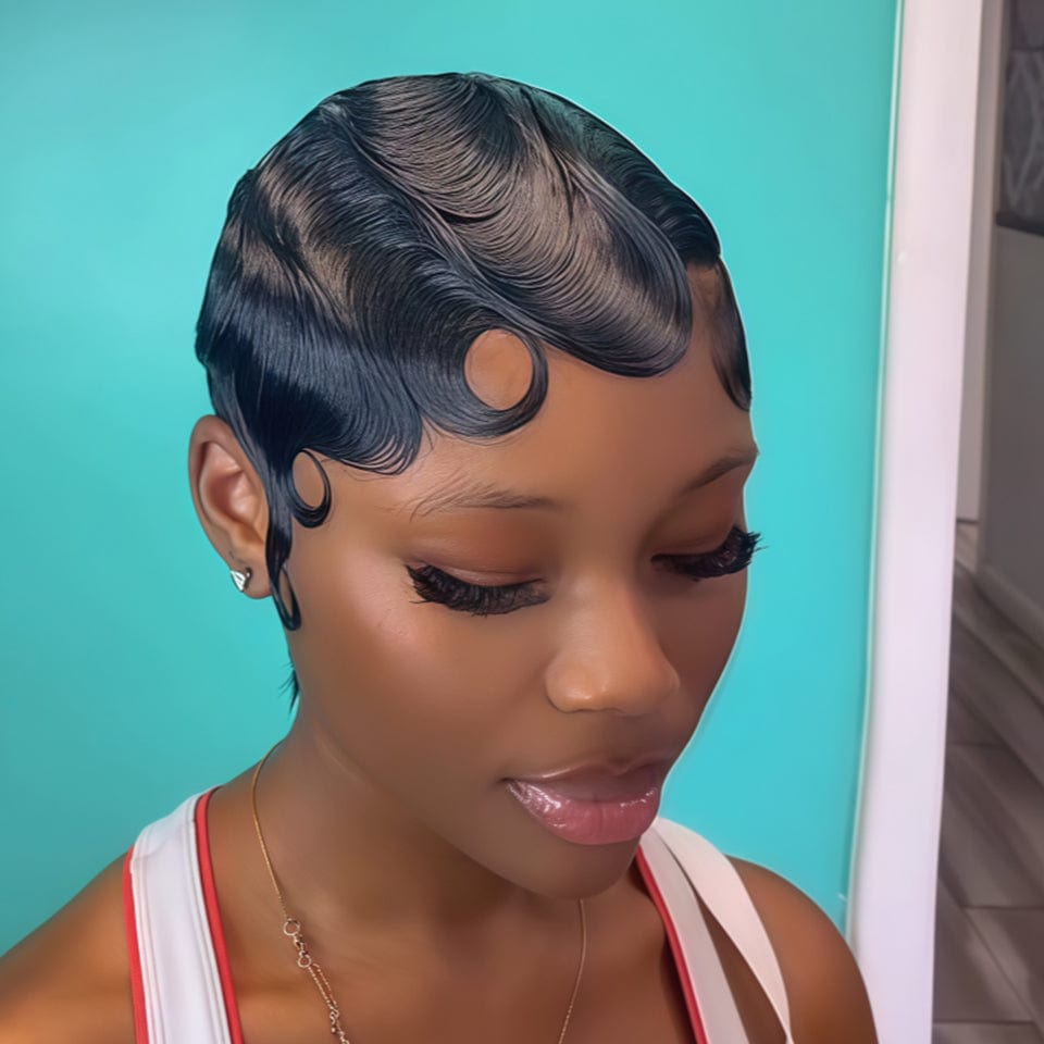 AILUXY Courte Vibrant lowcut Elegance 100% Cheveux Humains Identique à l'image