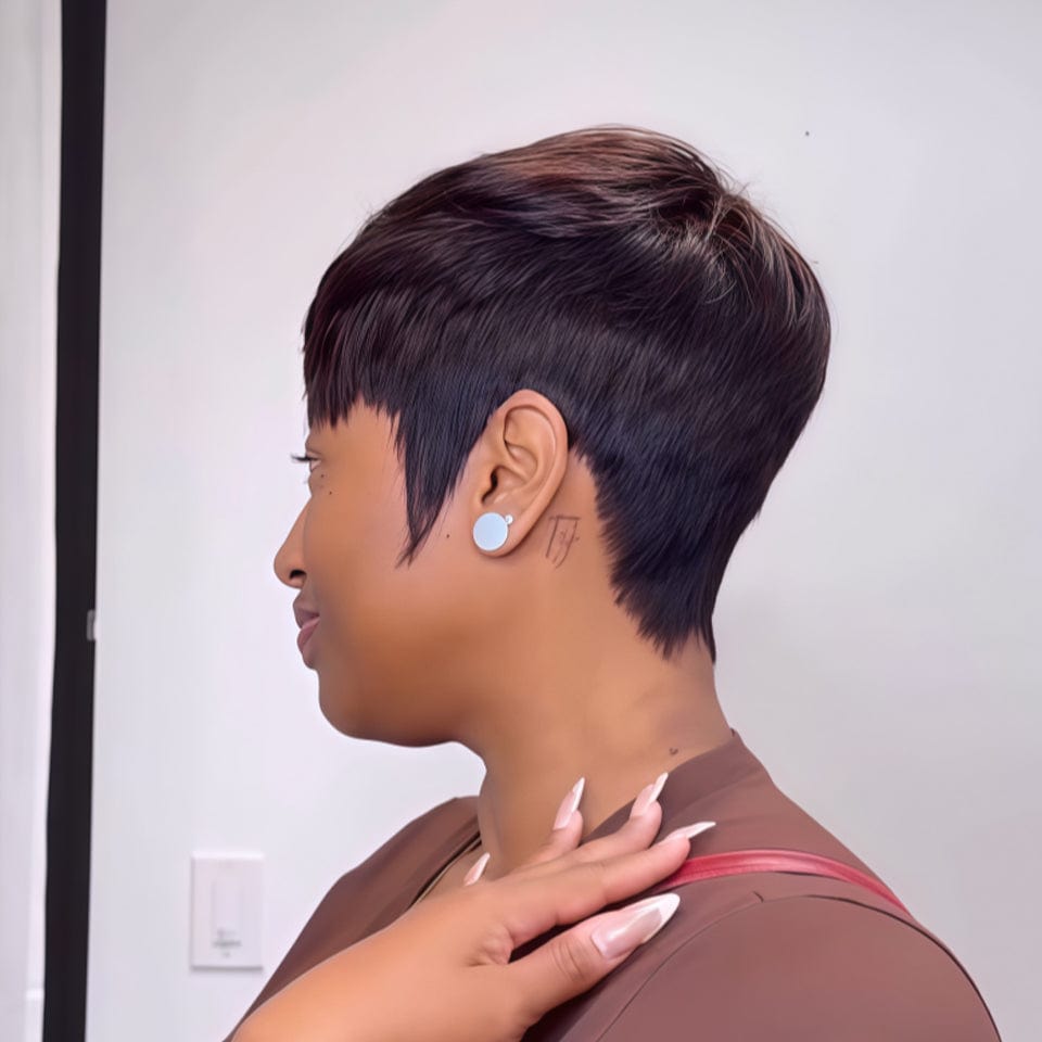 AILUXY Lisse LALA Courte  Perruque 100% Cheveux Humains