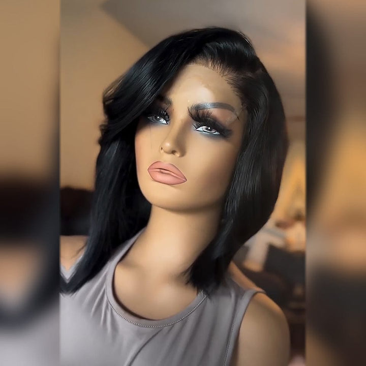 AILUXY 4x4 Lace Frontal Bob 200% densité Cheveux Courts Bohèmes - Look Tendresse en 5 Minutes