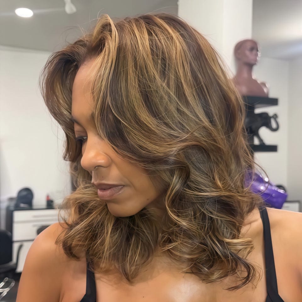 AILUXY 4x4 Lace Perruque body wave Bob Perruque Courte 200% densité 100% cheveux humains comme sur la vidéo perruque colorée