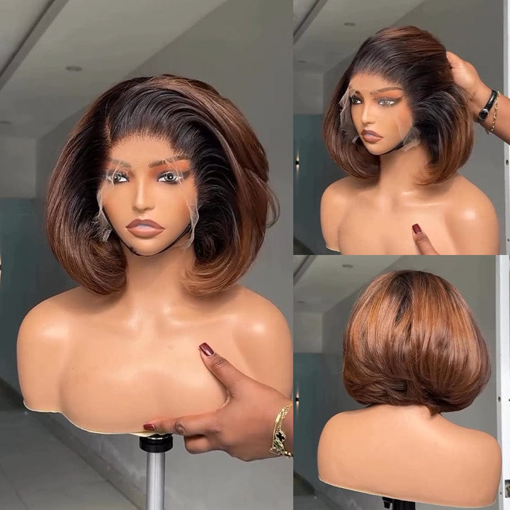 AILUXY 13x4 Lace Frontal 1bt4 Lisse  Perruque 100% Cheveux Humains 2.0