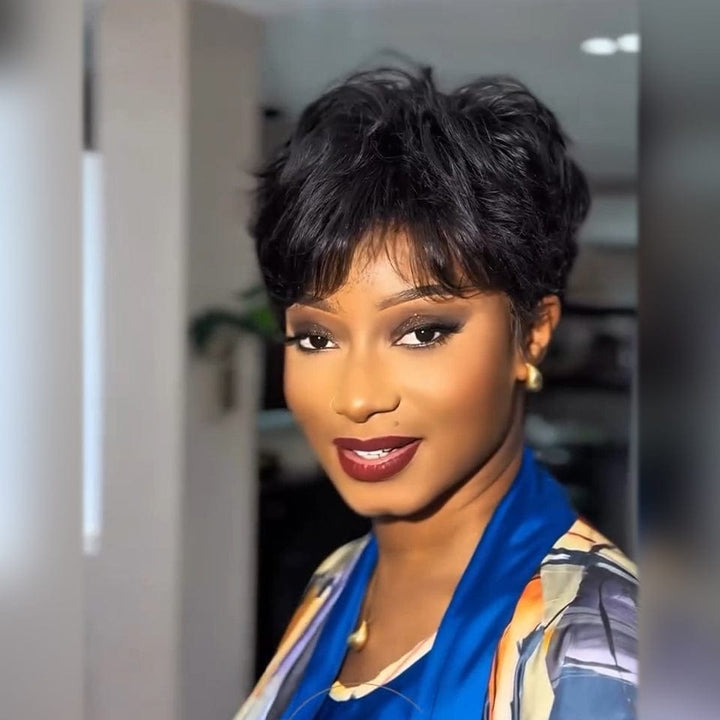 AILUXY Courte vibrante 100% Cheveux Humains Identique à l'image