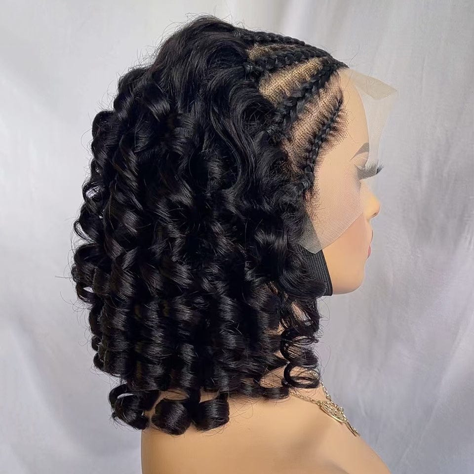 Ailuxy 13X4 avant dentelle tresse rouleau romain style court bouclé