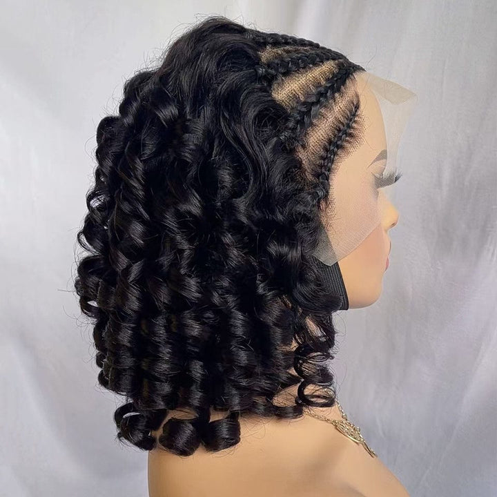 Ailuxy 13X4 avant dentelle tresse rouleau romain style court bouclé