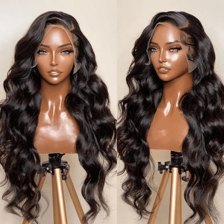 AILUXY 13x6 Lace Frontal Body Wave Longue Noir Perruque 100% Cheveux Humains NEW