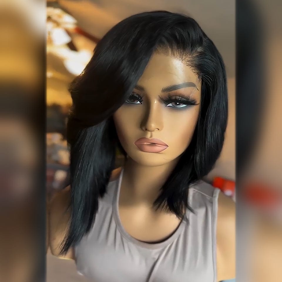 AILUXY 4x4 Lace Frontal Bob 200% densité Cheveux Courts Bohèmes - Look Tendresse en 5 Minutes