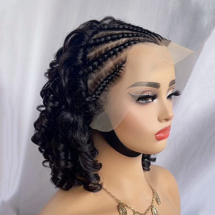 Ailuxy 13X4 avant dentelle tresse rouleau romain style court bouclé