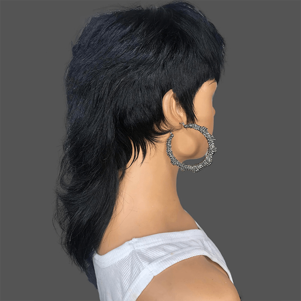 AILUXY Perruque Glueless Style Mullet Courte