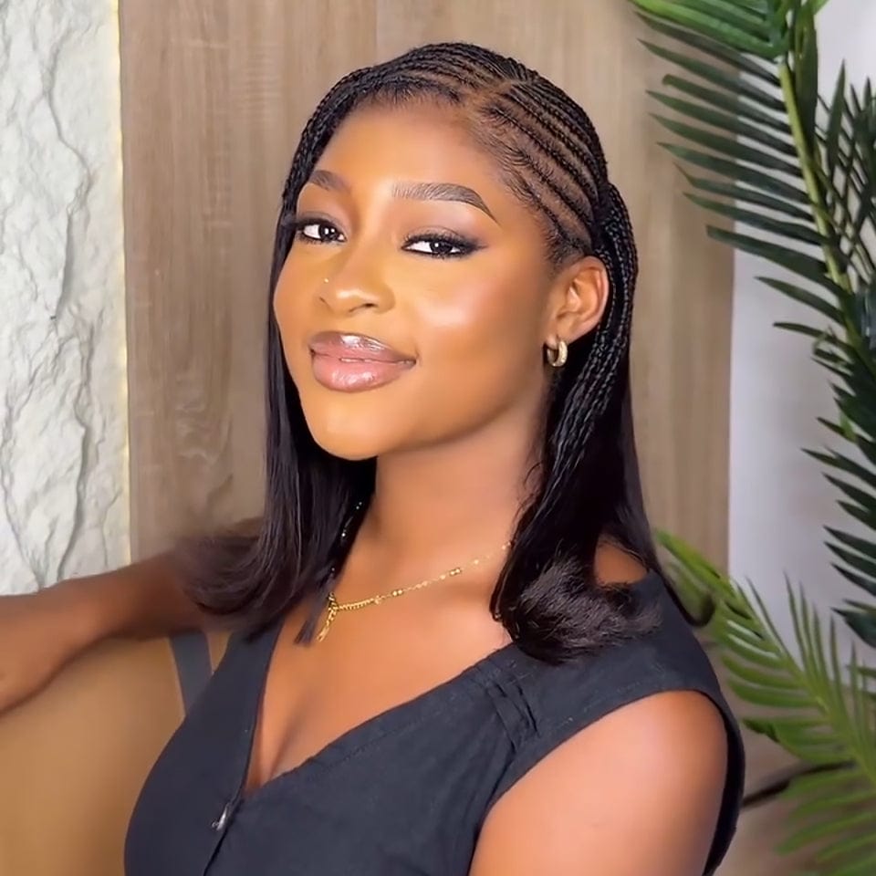 AILUXY 100% identique Tressée perruque Légères lace 13x4 bob lisse 5.0