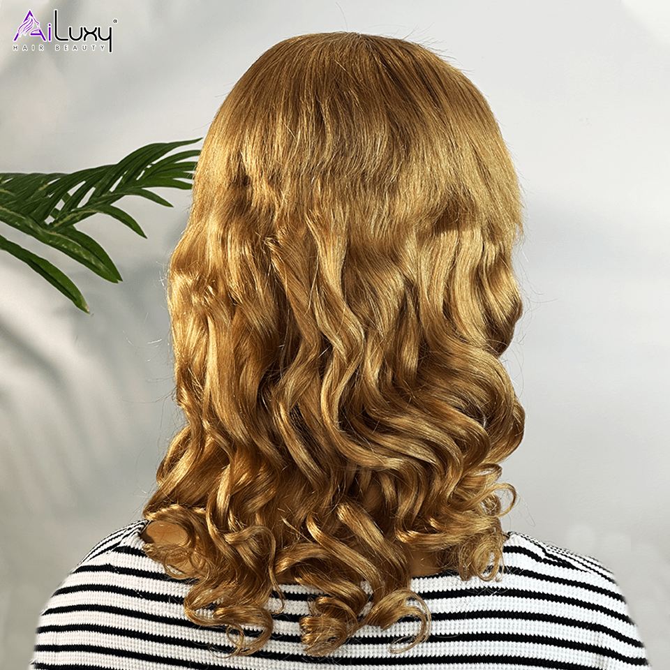 AILUXY Longue Abricot Mulet Perruque 100% Cheveux Humains comme sur la vidéo