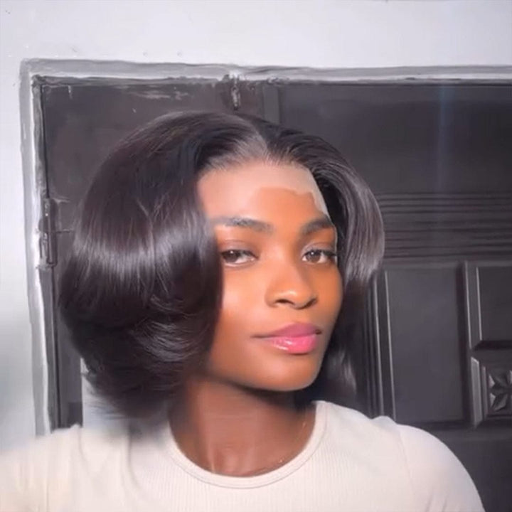 AILUXY Perruque dentelle 13x4, couleur naturelle et coupe courte, parfaite pour tous les styles