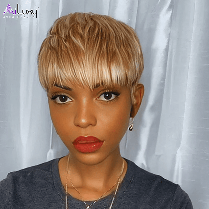 AILUXY Perruque Mullet Glueless Élégante Blond et Brun