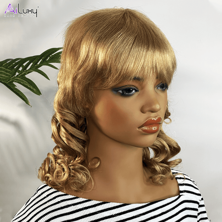 AILUXY Longue Abricot Mulet Perruque 100% Cheveux Humains comme sur la vidéo