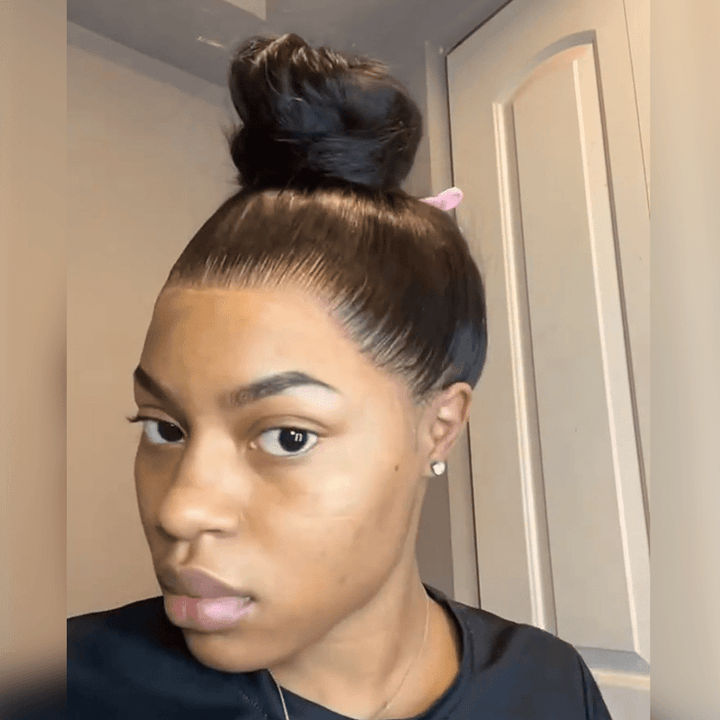 AILUXY 360 Lace Frontal Perruque Lisse Longue 200% densité Noir 100% cheveux humains