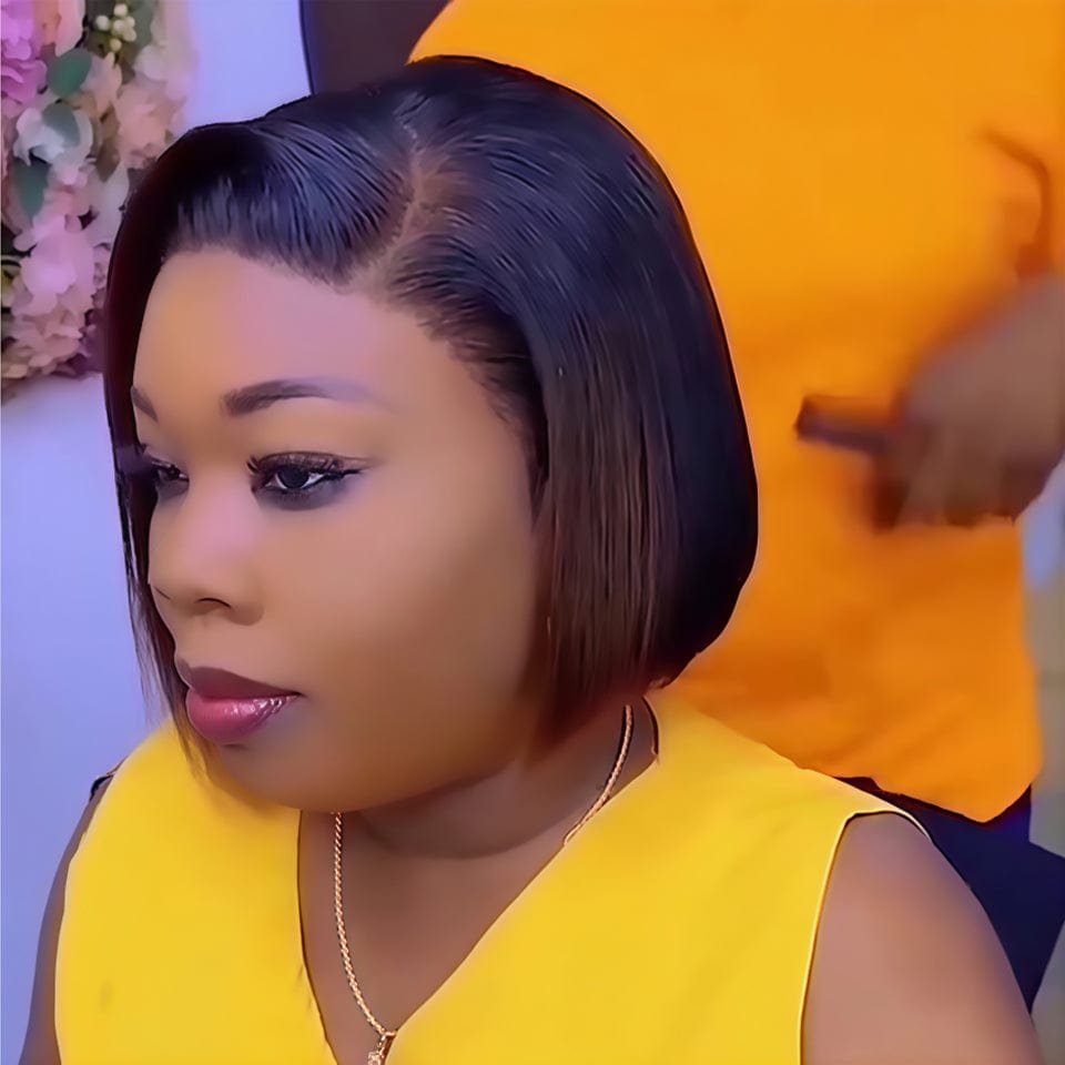 Ailuxy  Perruque lace front invisible 13X4 couleur Perruques lisse afro courtes naturelles