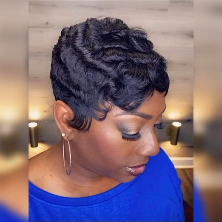 Ailuxy Glueless Finger Weave Perruque Sans Colle Bob