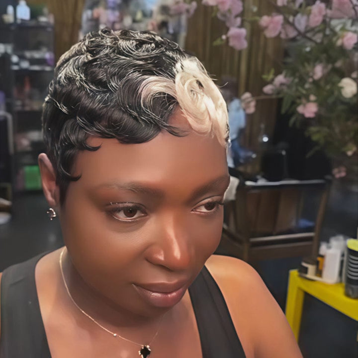 AILUXY Perruque personnalisée avancée Pixie Perruques Colorées ,Osez Le Changement Radical