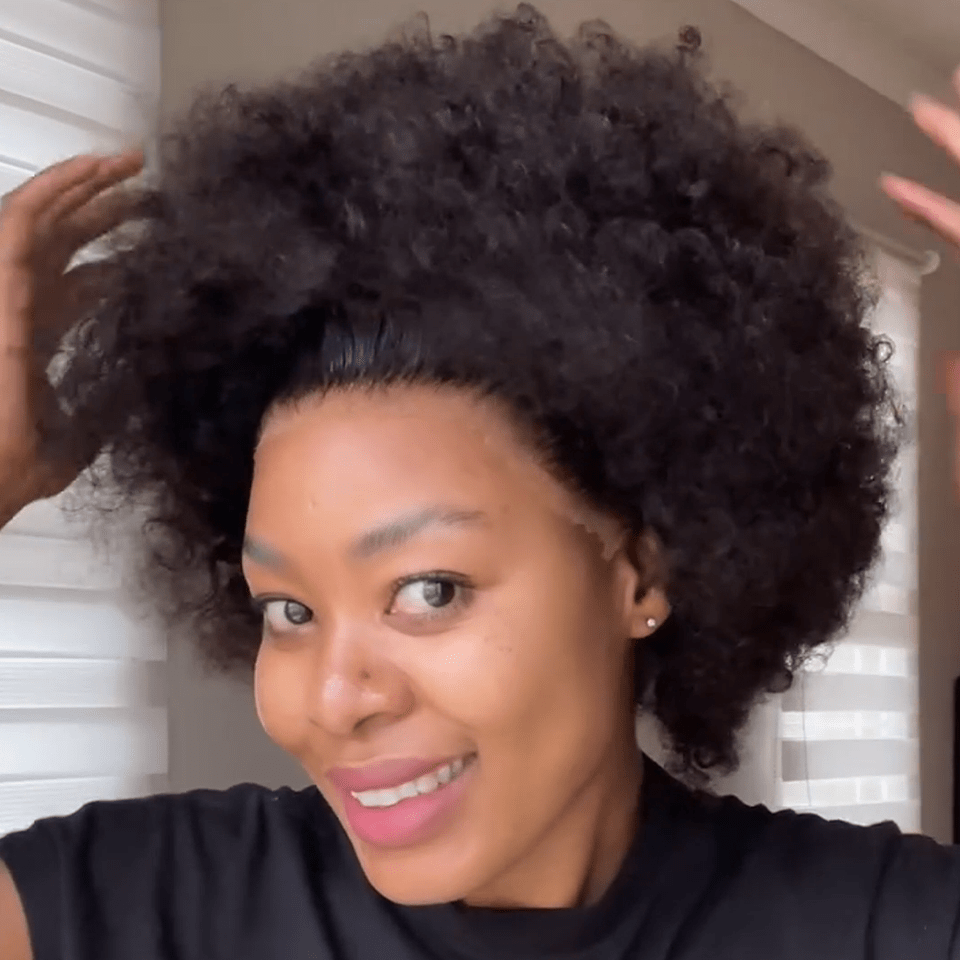 Perruque afro-africaine en dentelle frontale, cheveux naturels, pelucheux, bouclés, chenille, couverture de cheveux courts