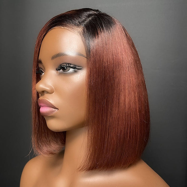 AILUXY 13x4 Lace Frontal  Lisse Bob Perruque 100% Cheveux Humains