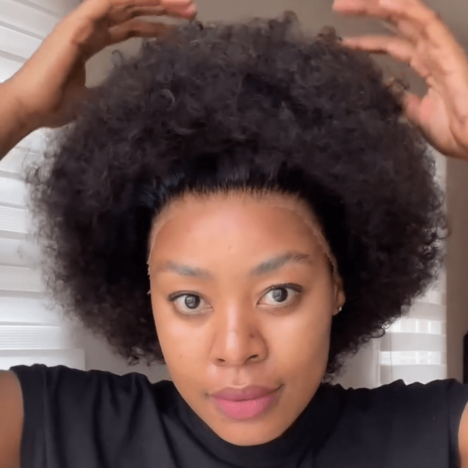 Perruque afro-africaine en dentelle frontale, cheveux naturels, pelucheux, bouclés, chenille, couverture de cheveux courts