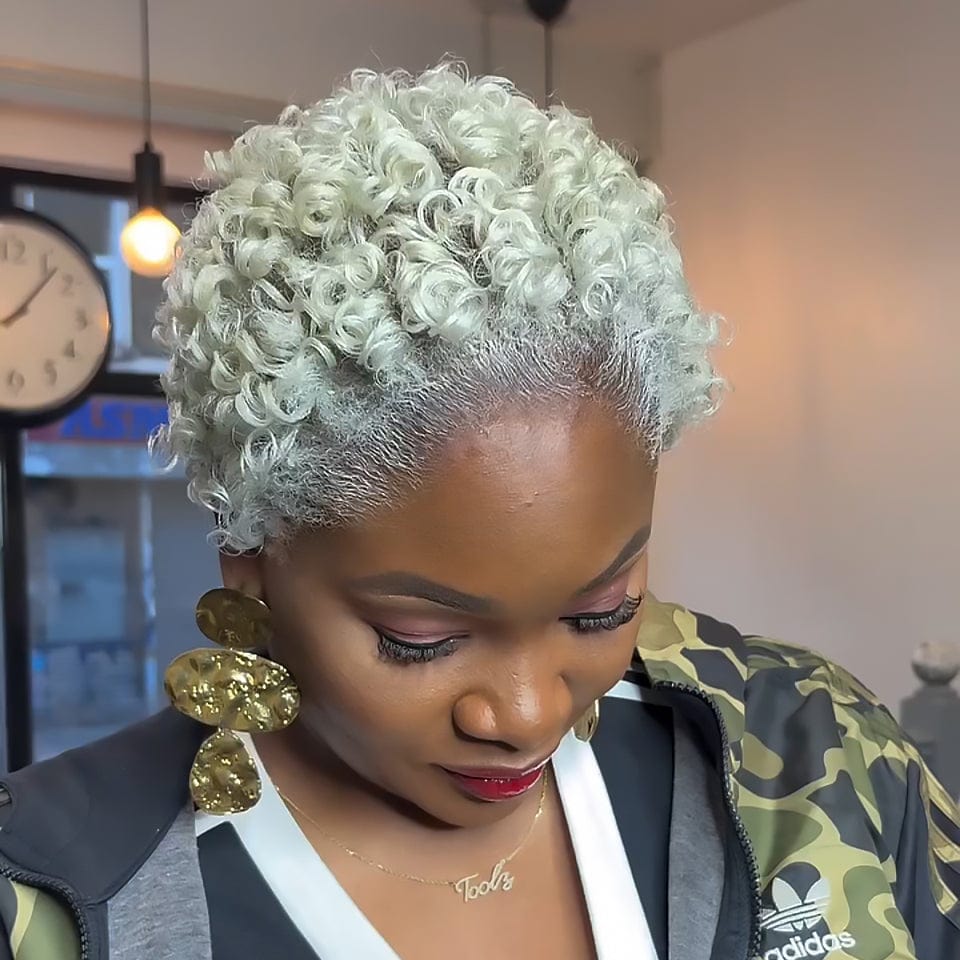 Ailuxy  Perruque Lace 13X4 couleur #60 Perruques couleurs vives afro