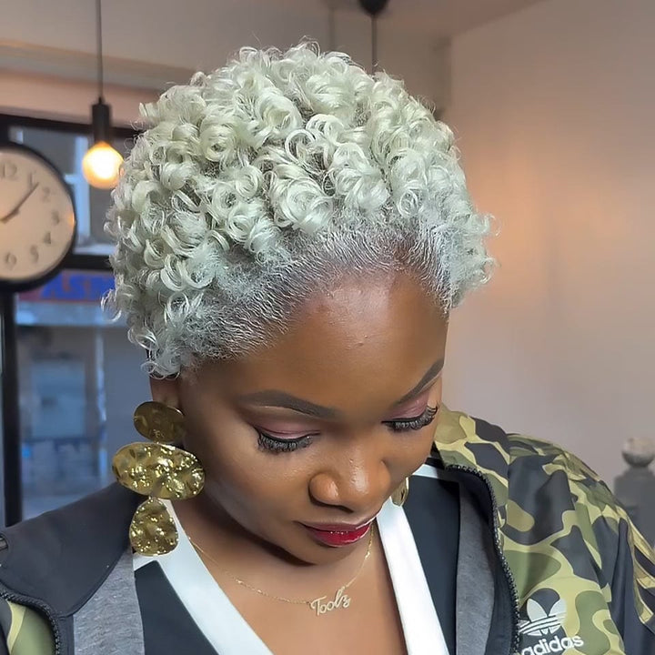 Ailuxy  Perruque Lace 13X4 couleur #60 Perruques couleurs vives afro