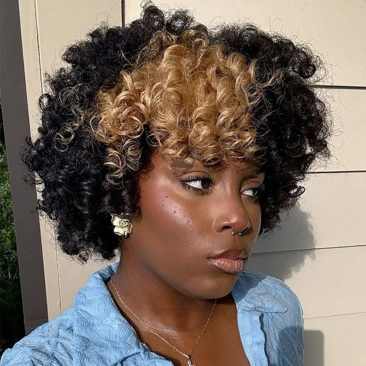 AILUXY Perruque courts personnalisés lace pas de dentelle frontale