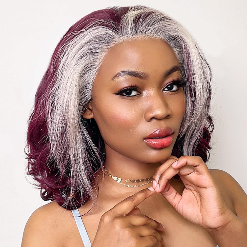 AILUXY 13X4 Lace Perruque bleu Rose Lisse Longue Perruque 200% Densité 100% Cheveux Humains