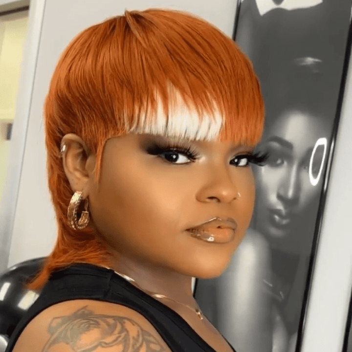 AILUXY Mullet orange Perruque 100% Cheveux Humains comme sur la vidéo 3 - 4 jours reçus+Un beau cadeau
