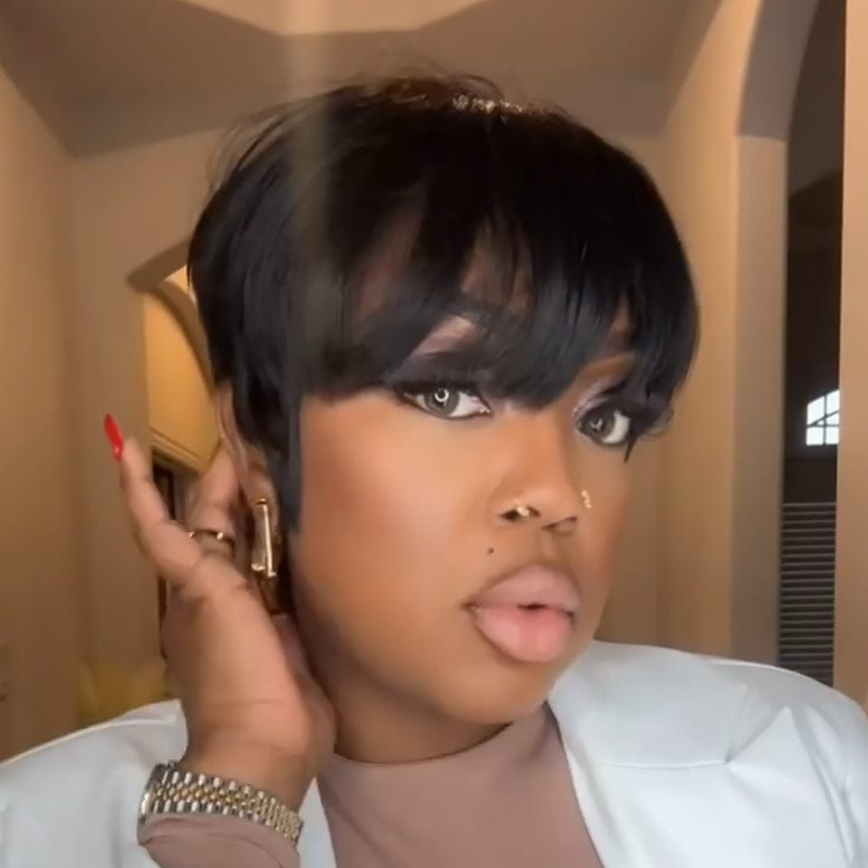 AILUXY Perruque fabriquée à la machine | Naturelle Courte