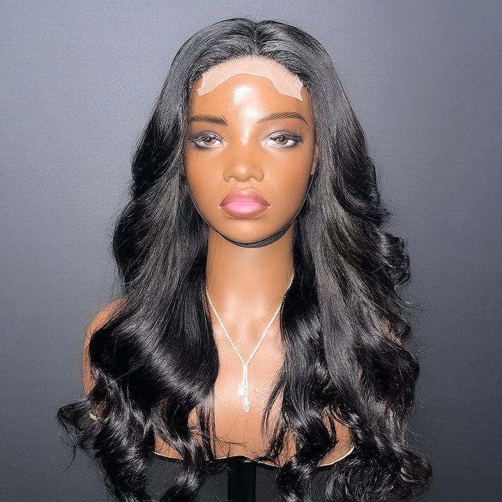 AILUXY 4x4 Lace Closure Perruque Longue body wavy Noir 100% Cheveux Humains