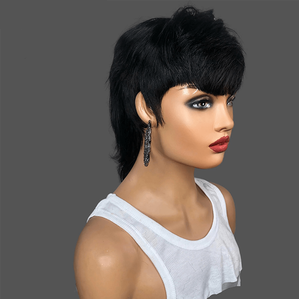 AILUXY Perruque Glueless Style Mullet Courte