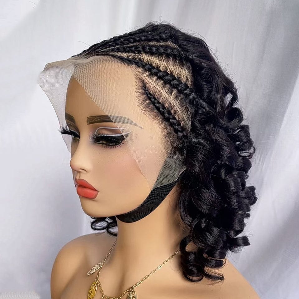 Ailuxy 13X4 avant dentelle tresse rouleau romain style court bouclé