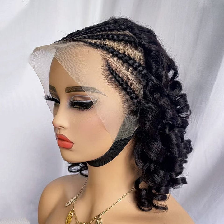 Ailuxy 13X4 avant dentelle tresse rouleau romain style court bouclé