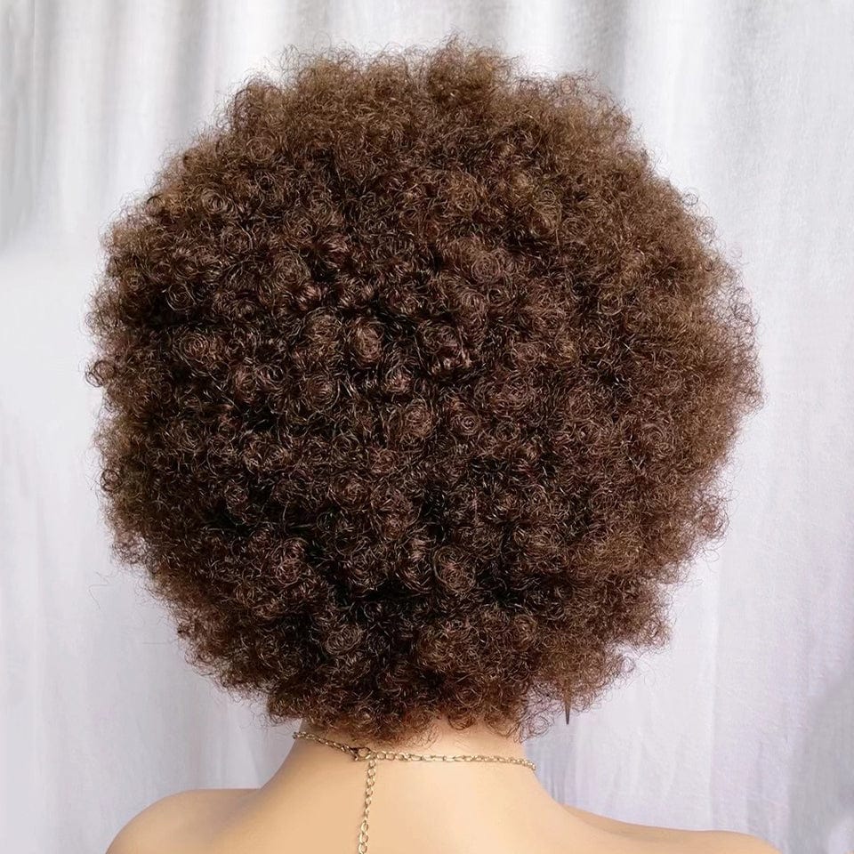 Perruque afro-africaine en dentelle frontale, cheveux naturels, pelucheux, bouclés, chenille, couverture de cheveux courts